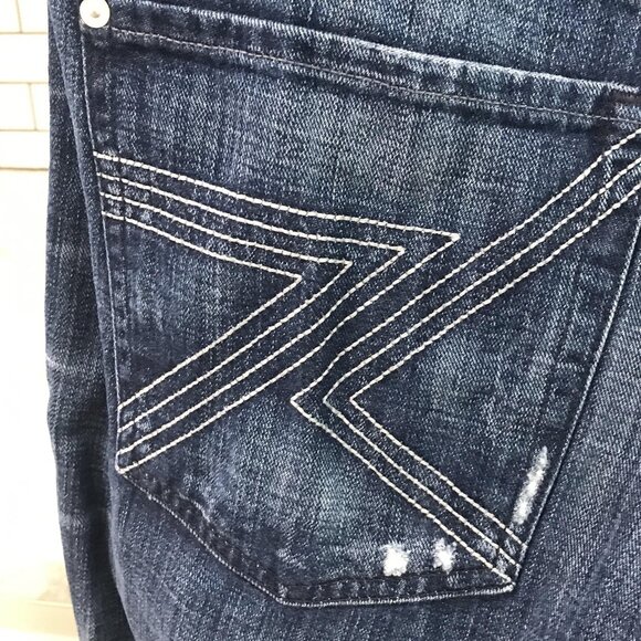 7 For All Mankind Austyn Jeans Mens 40 Blue Straight Leg Distressed Denim USA - Picture 6 of 11